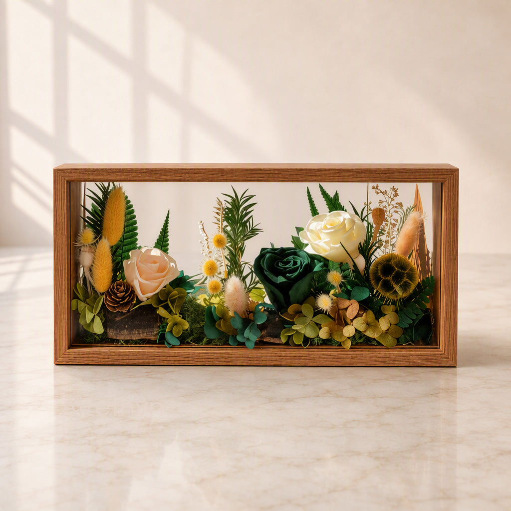 A Light That Holds Your Memory Illuminated Preserved Flower Shadow Box