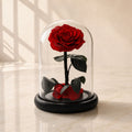 Forever Under Glass Dome with Scattered Rose Petals