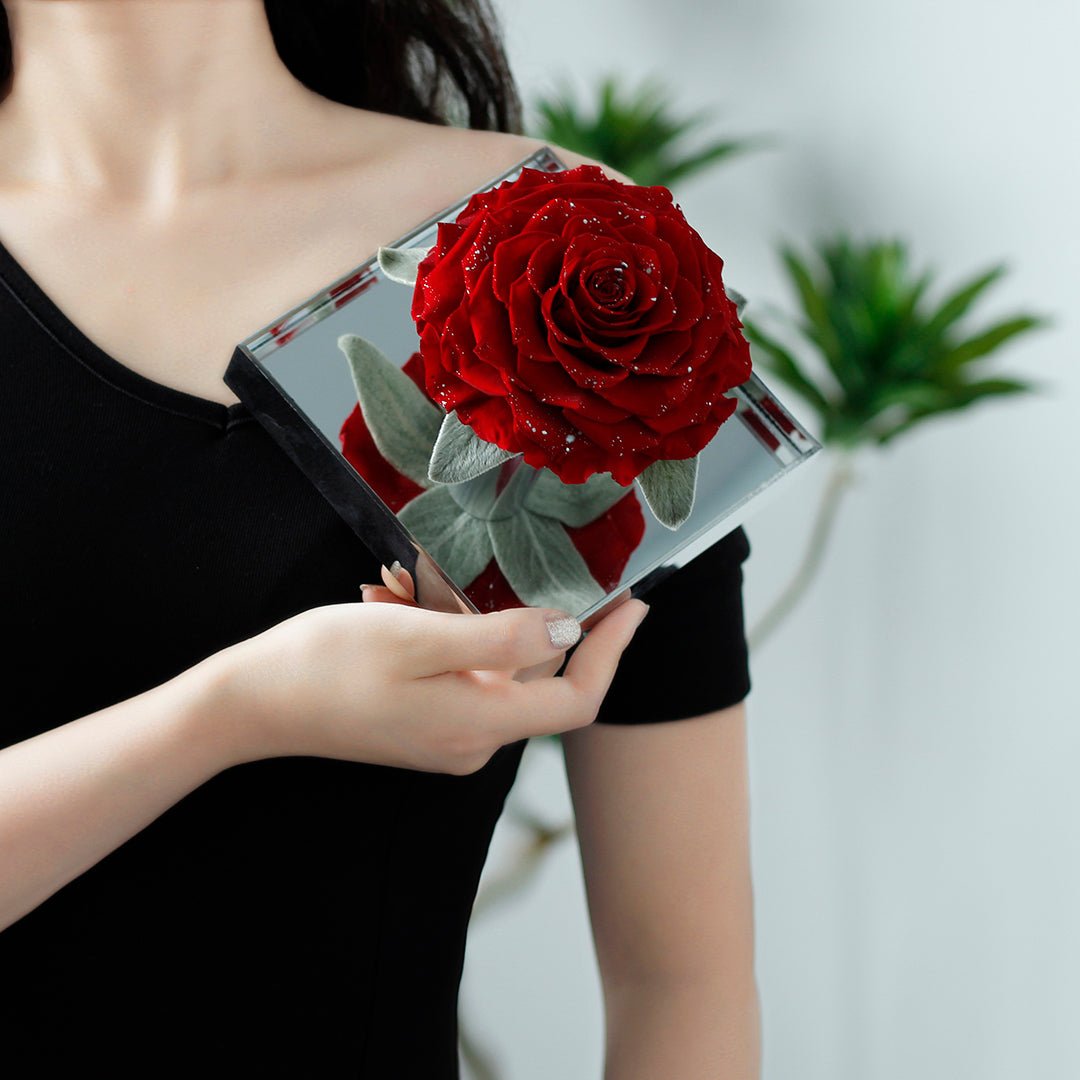 Mirror Large Rose Promise—Acrylic Display Box - Aura Petal