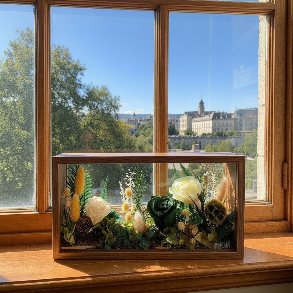 A Light That Holds Your Memory Illuminated Preserved Flower Shadow Box