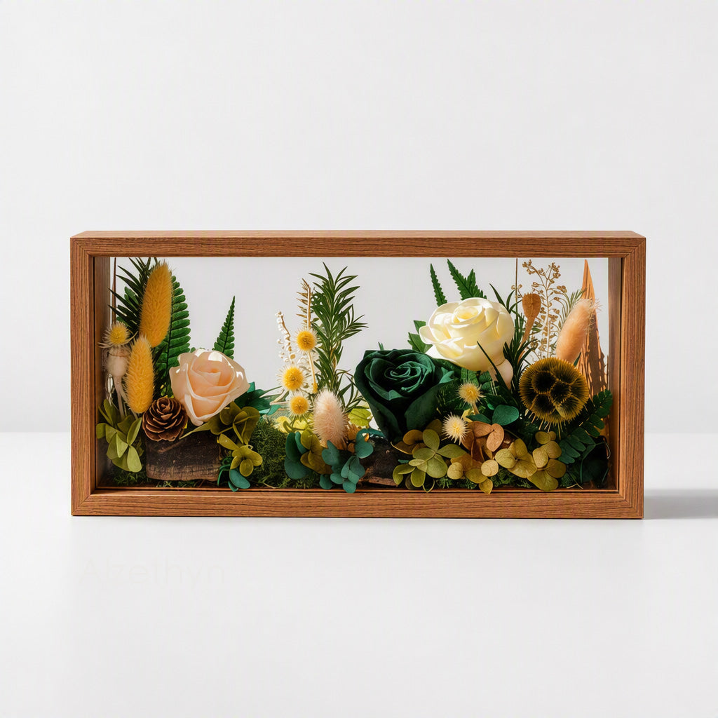 A Light That Holds Your Memory Illuminated Preserved Flower Shadow Box